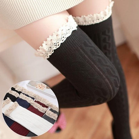 Crochet Lace Thigh High Stockings AD10086