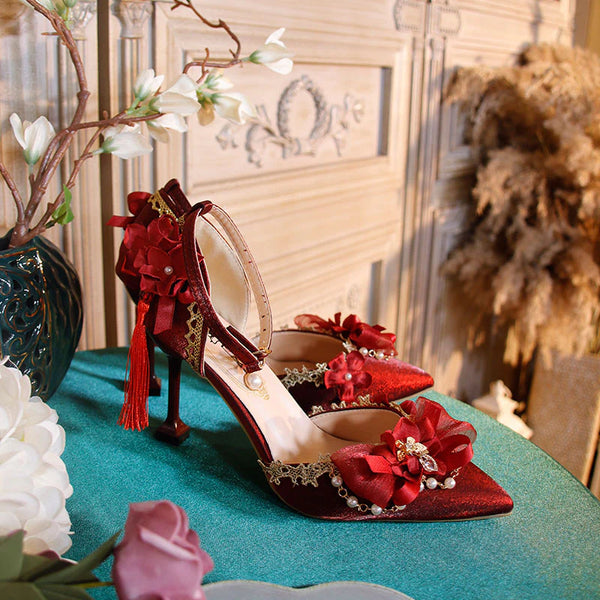 Tassel Flower Red Heels Shoes  AD21200