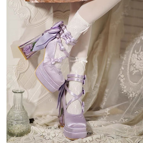 Elegant Glass Flower Room Heels Shoes  AD21193
