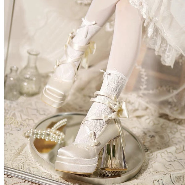 Elegant Glass Flower Room Heels Shoes  AD21193