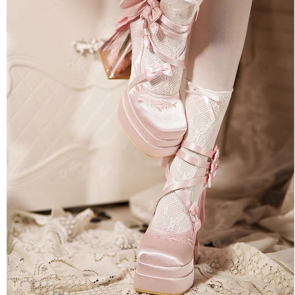 Elegant Glass Flower Room Heels Shoes  AD21193