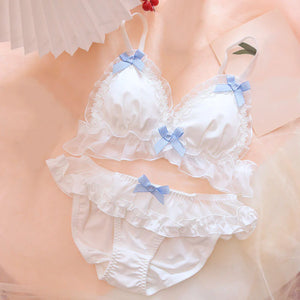 Cute Bow Lace White Lingerie Set  AD21279