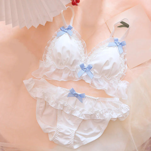 Cute Bow Lace White Lingerie Set  AD21279