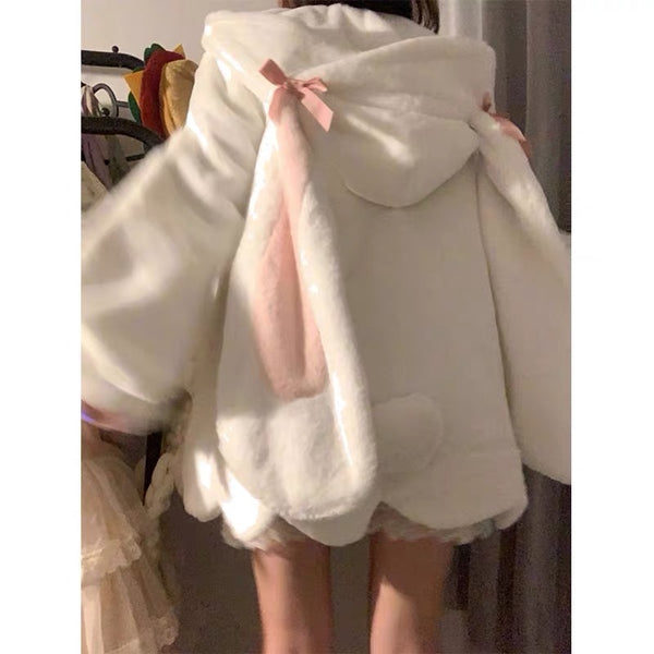 Kawaii Plush Bunny Ear Coat AD21194