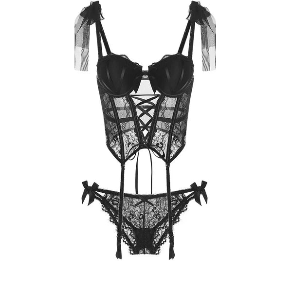 Lace Bow Bustier Set  AD21065