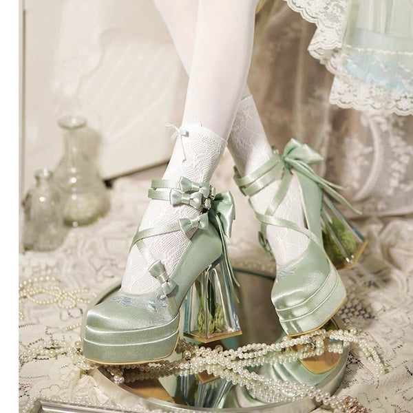 Elegant Glass Flower Room Heels Shoes  AD21193