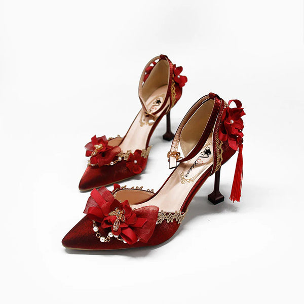 Tassel Flower Red Heels Shoes  AD21200