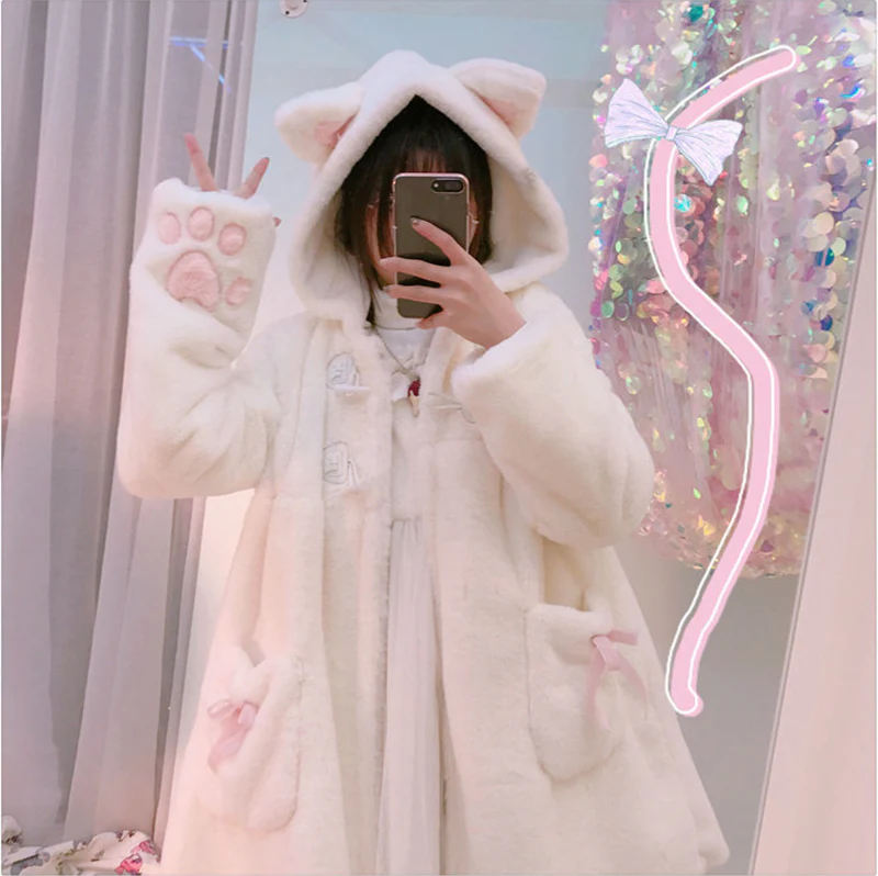 Kawaii Cat Hooded Warm Coat  AD21251