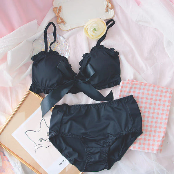 Cute Bow Cotton Underwear Bra Set  AD21293