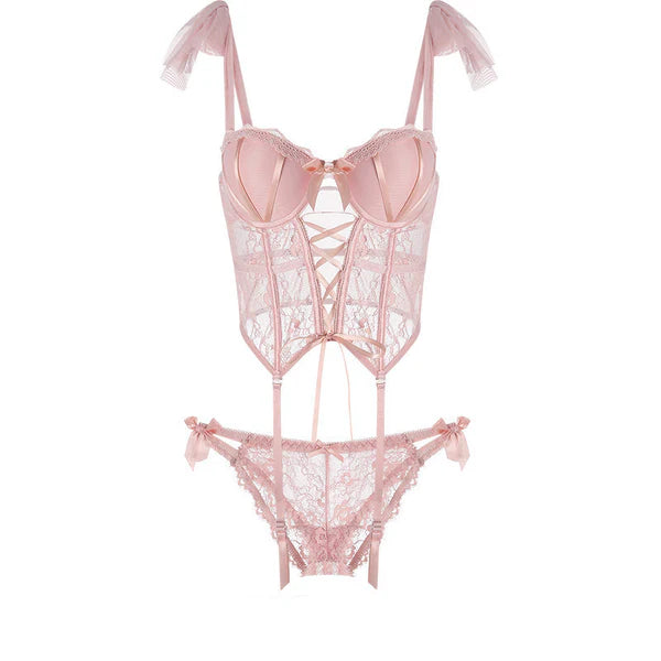 Lace Bow Bustier Set  AD21065
