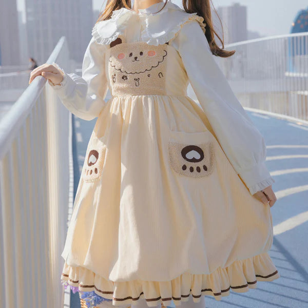 Bear Corduroy Overall Dress  AD21093