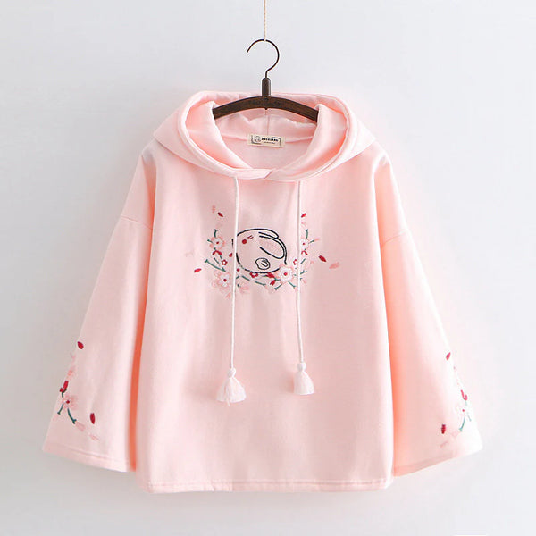 Kawaii Rabbit Flower Hoodie  AD21259