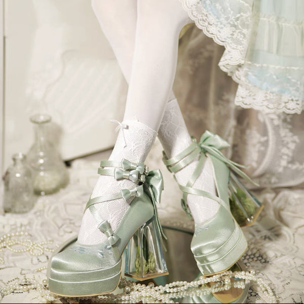 Elegant Glass Flower Room Heels Shoes  AD21193