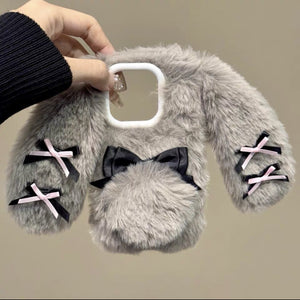Gray Bow Plush Bunny Ear Iphone Case AD21192