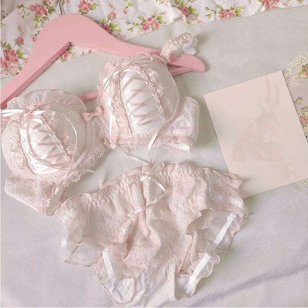 Lace Floral Bow Underwear Set  AD21291