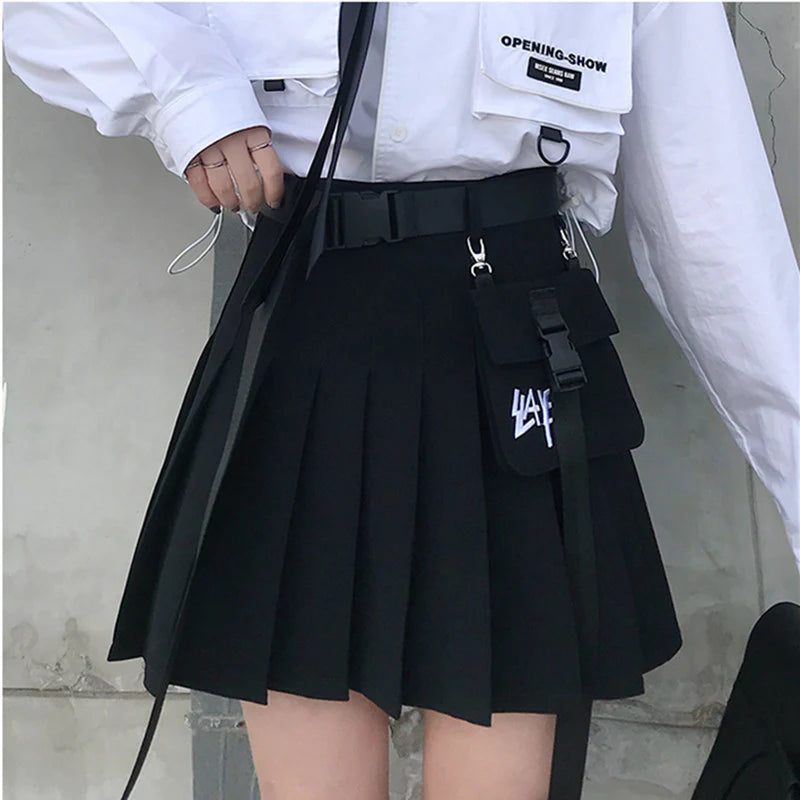 Pocket High Waist Pleated Skirt  AD21214