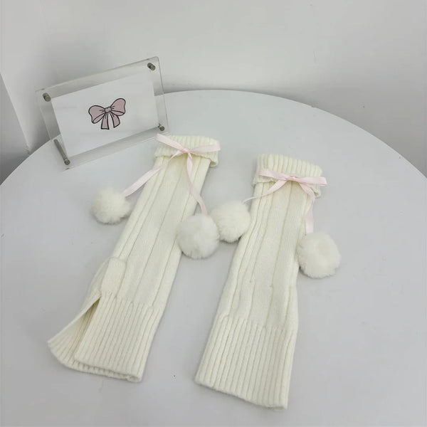 Knitted Dress & Detachable Fur Ball Socks Set AD21166