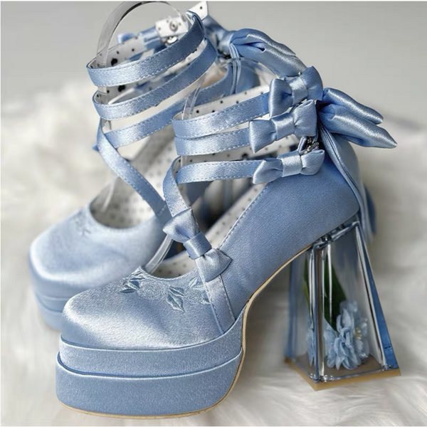 Elegant Glass Flower Room Heels Shoes  AD21193
