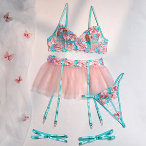 Pink Lace Flower Lingerie Set  AD21281