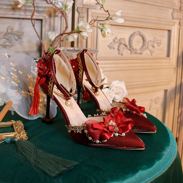 Tassel Flower Red Heels Shoes  AD21200