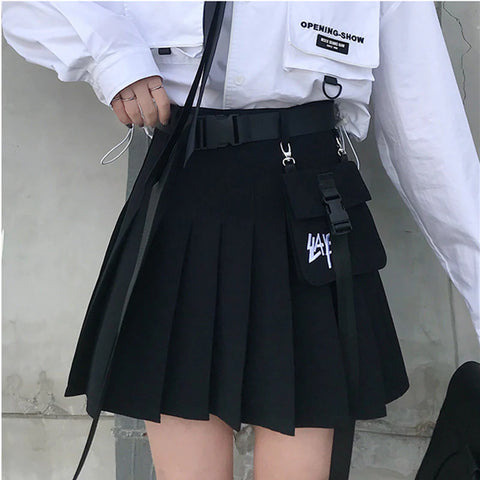 Pocket High Waist Pleated Skirt  AD21214