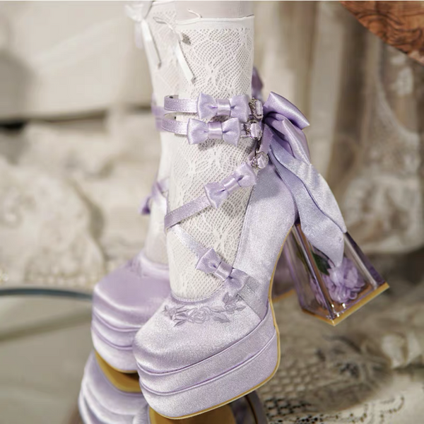 Elegant Glass Flower Room Heels Shoes  AD21193