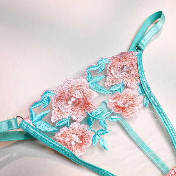 Pink Lace Flower Lingerie Set  AD21281