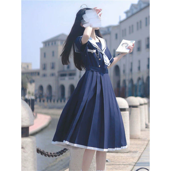 JK Sailor Suit Navy Collar Dress  AD21224