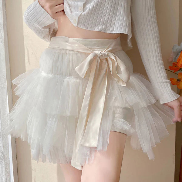 Lace Bow Gauze Skirt AD21102