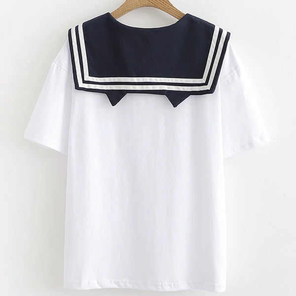 Cat Navy Collar T Shirt  AD21229