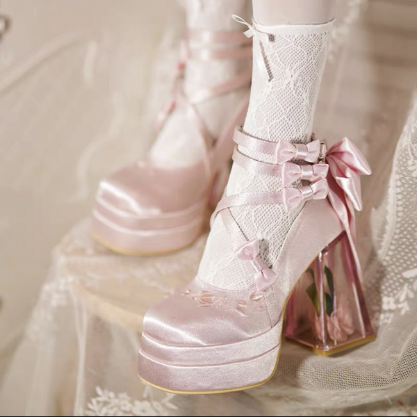 Elegant Glass Flower Room Heels Shoes  AD21193
