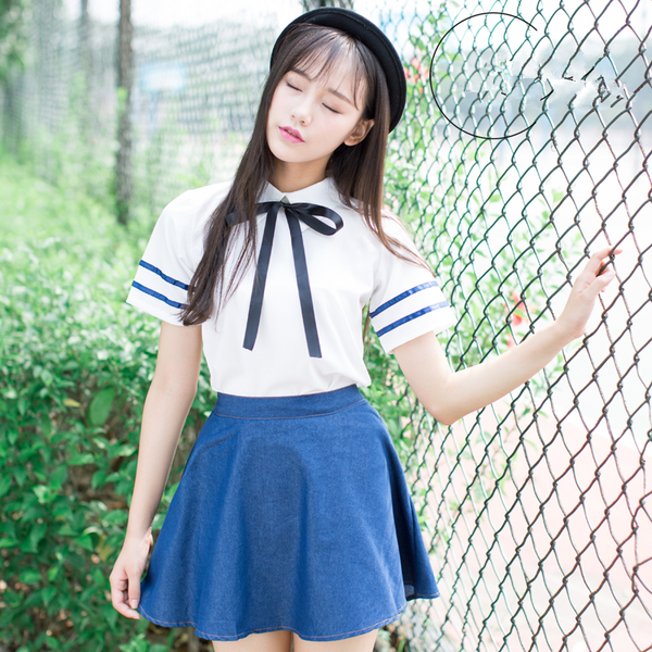 Students Shirt + Skirt Two-Piece Outfit AD10019