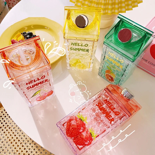 Kawaii Straw Fashion Ice Fruit Water Bottle AD11513