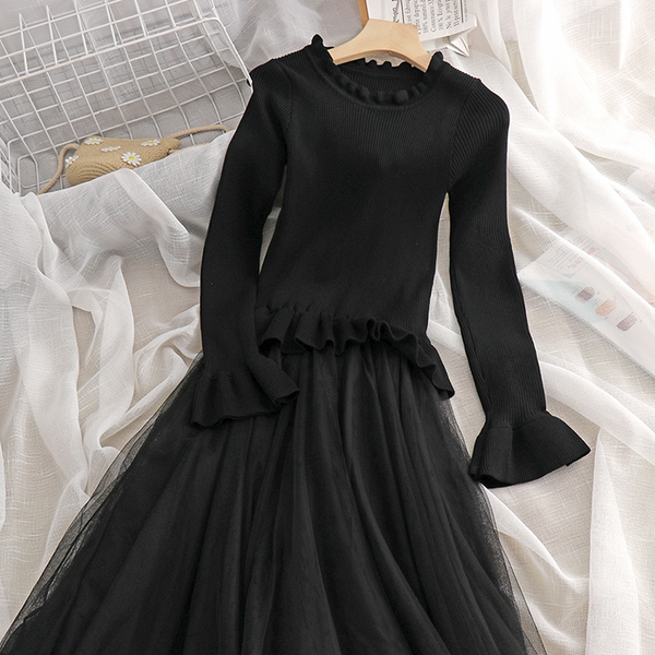 Net Yarn Knitted Dress AD12795