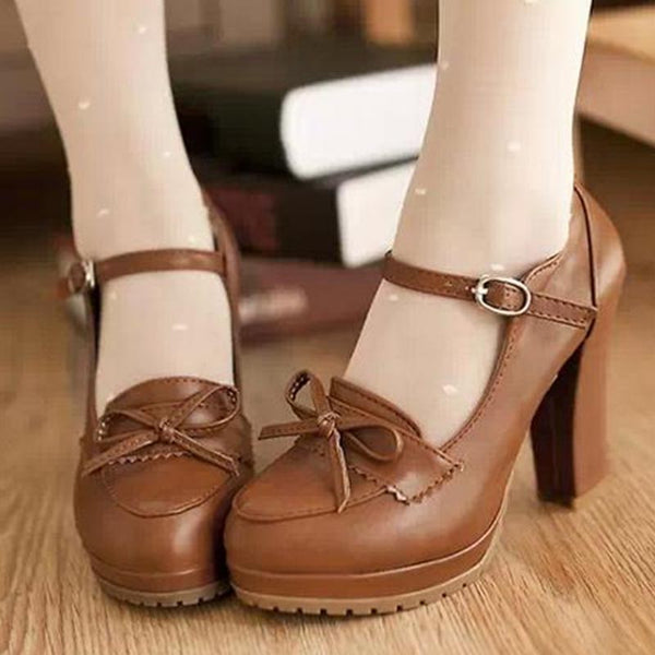 Brown Princess Bowknot Heels AD0212