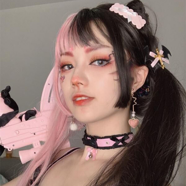 Lolita Half Black Half Pink Wig AD10391