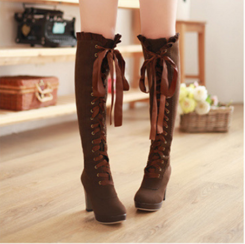 Korean Sweet Lace High Boots AD3220