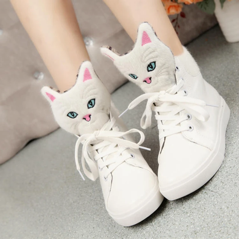 Black/White Kawaii Kitty High Sneakers AD11730