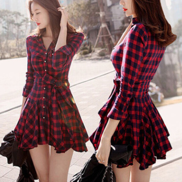 Fashionable Grid Dress AD0158