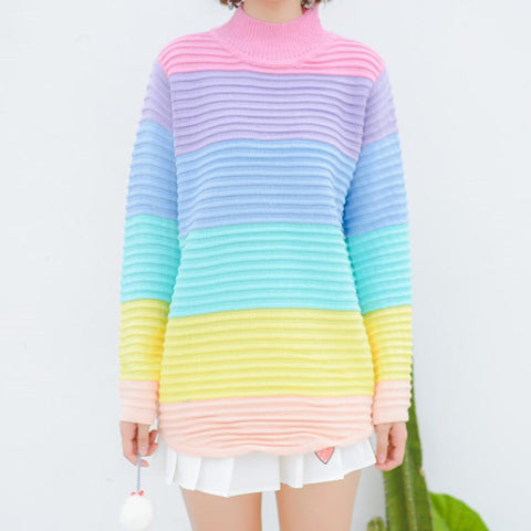 Sweet Rainbow Knitted Sweater AD0325