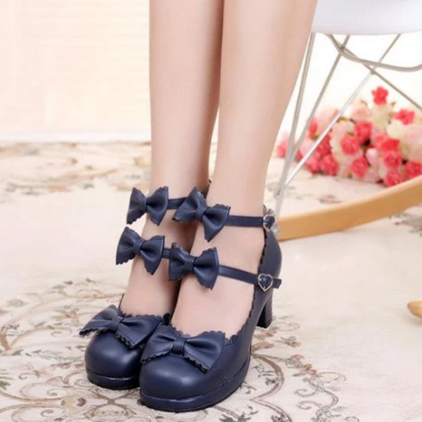 Ruffle Strap Bow Shoes AD11275