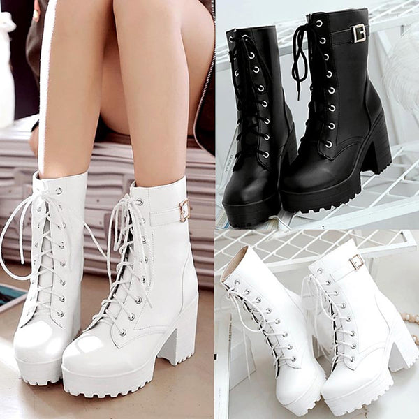 Black/White Cosplay JK Heels Martin Boots AD0088