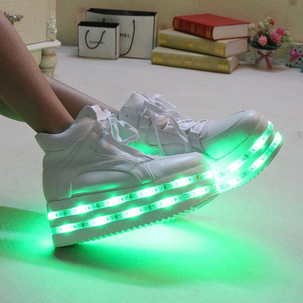 Hot sale! Fashion kawaii colorful led light up platform shoes AD0134