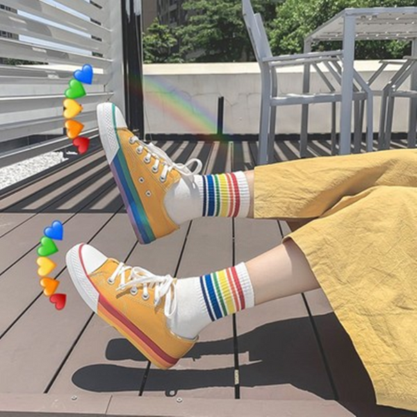 Cute Rainbow Sole Canvas Sneakers AD11935