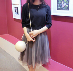 Black/Grey Students Knitting Sweater & Dress Set AD10417