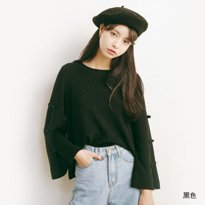 Round neck sweaters horn sleeve han edition render unlined upper garment NT-A589