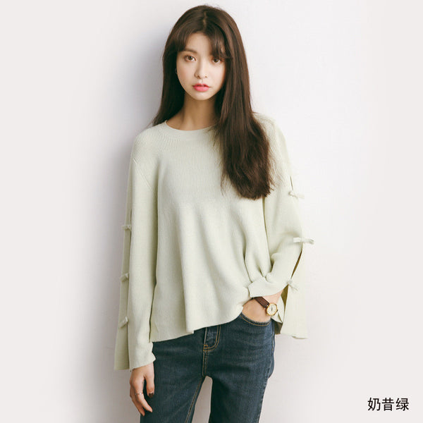 Round neck sweaters horn sleeve han edition render unlined upper garment NT-A589