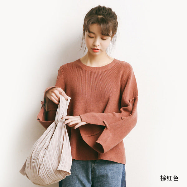 Round neck sweaters horn sleeve han edition render unlined upper garment NT-A589