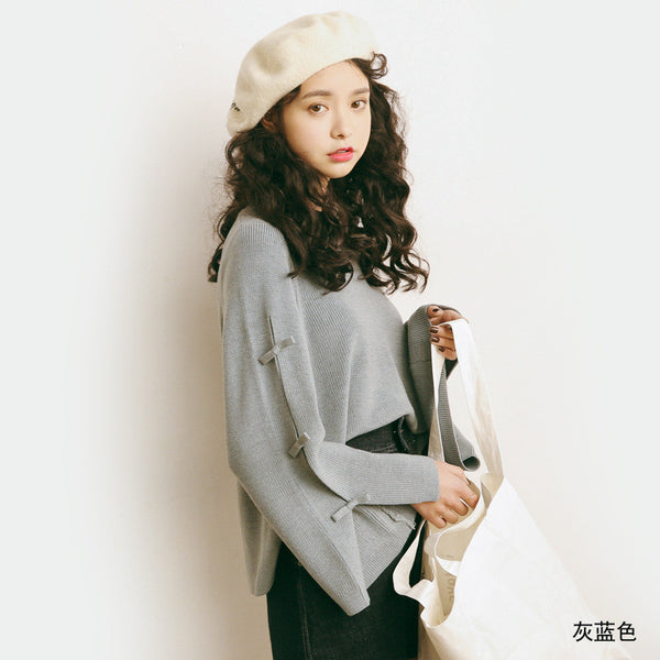Round neck sweaters horn sleeve han edition render unlined upper garment NT-A589