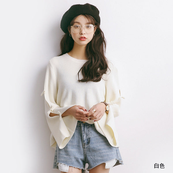 Round neck sweaters horn sleeve han edition render unlined upper garment NT-A589